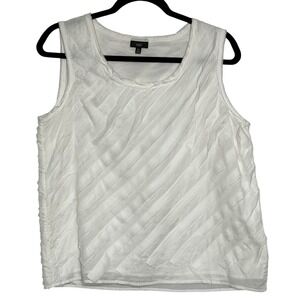 Talbots White Sleeveless Textured Cotton Blouse Size 12P